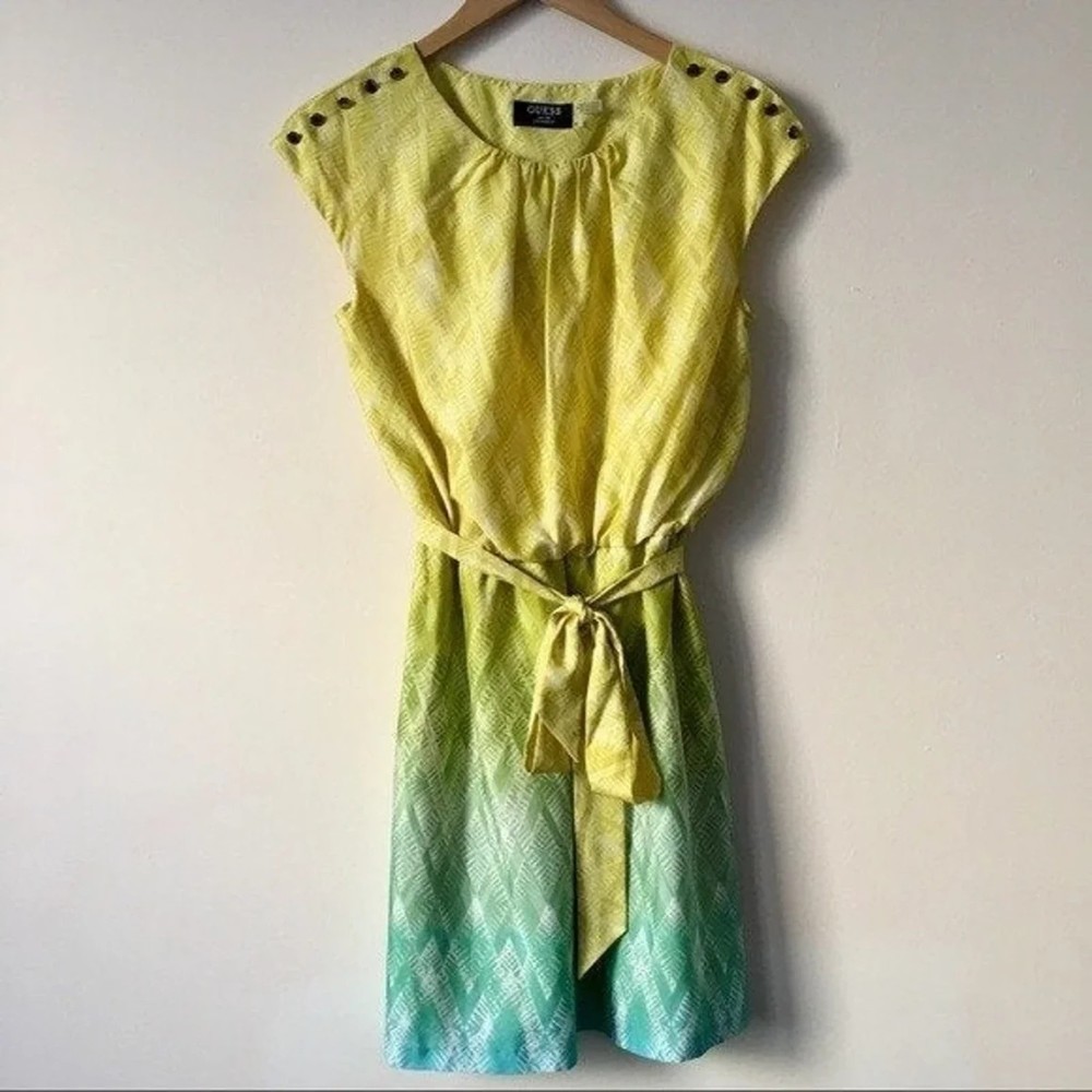 Bright Tropical Ombre Studded Silk Guess Dress